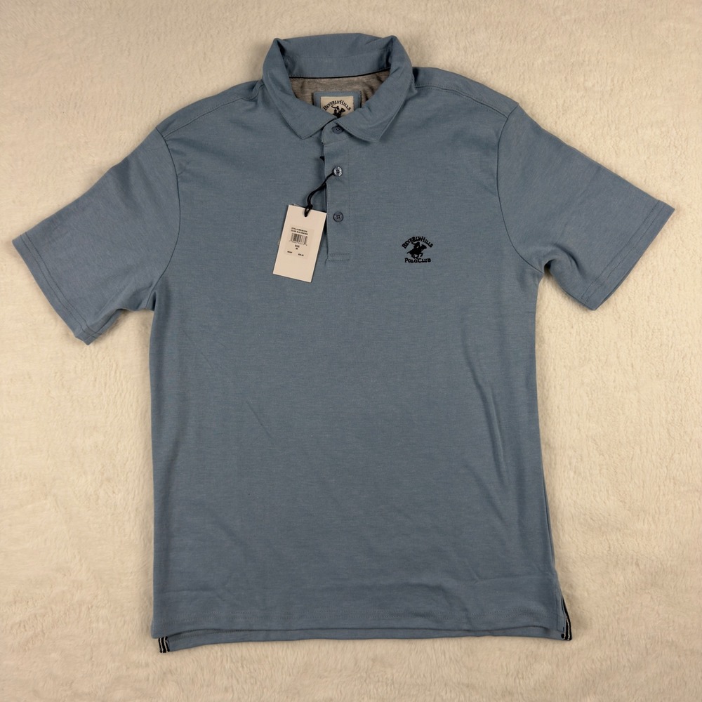 Beverly Hills Polo Club Mens Modern Fit Polo Shirt Blue Heather MB1851R05 Size M